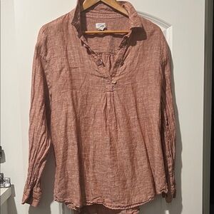 Sigrid Olsen Linen-Blend Long-Sleeve Tunic in Dusty Rose